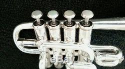 Nice Silver Plated Getzen 940 Eterna Four Valve Piccolo Trumpet Original Case