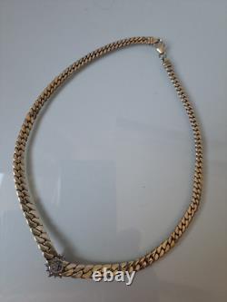 Noble, Old Collier 925 Silver Gold Plated with Stones, Classy, Massive Chain