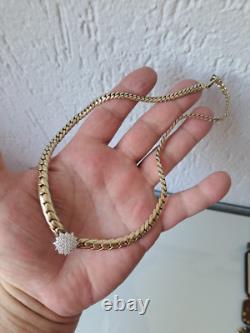 Noble, Old Collier 925 Silver Gold Plated with Stones, Classy, Massive Chain