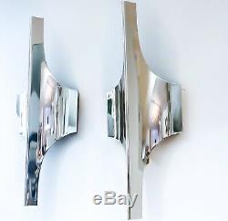 ONE OFF OUR SPACE AGE DORIA Nickel Plated Wall Sconces Original Vintage 1960s