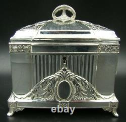 ORIGINAL GERMAN ART NOUVEAU WMF Silver Plate Jewelry Box Matching Pair, ca 1890