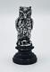 OWL MINIATURE STATUE c1900 SILVER PLATED BRONZE BIRD