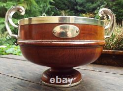 Oak & Silver Plated Trophy Bowl With Ceramic Liner #2