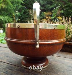 Oak & Silver Plated Trophy Bowl With Ceramic Liner #2