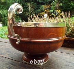 Oak & Silver Plated Trophy Bowl With Ceramic Liner #2