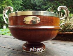 Oak & Silver Plated Trophy Bowl With Ceramic Liner #2