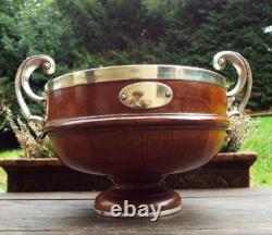 Oak & Silver Plated Trophy Bowl With Ceramic Liner #2