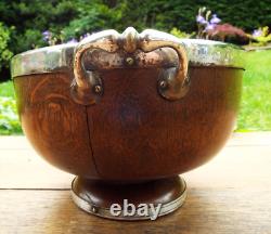 Oak & Silver Plated Trophy Bowl With Ceramic Liner & Servers