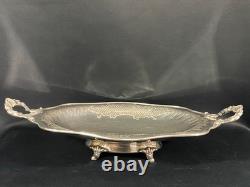 Oblong Flat Footed Centerpiece Bowl In Silver Plated Metal Regency