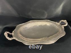 Oblong Flat Footed Centerpiece Bowl In Silver Plated Metal Regency