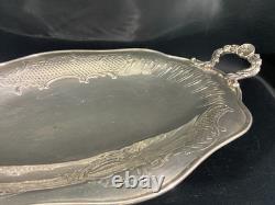 Oblong Flat Footed Centerpiece Bowl In Silver Plated Metal Regency