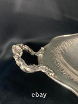 Oblong Flat Footed Centerpiece Bowl In Silver Plated Metal Regency