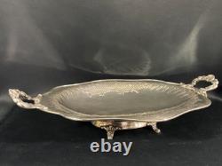 Oblong Flat Footed Centerpiece Bowl In Silver Plated Metal Regency