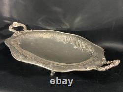 Oblong Flat Footed Centerpiece Bowl In Silver Plated Metal Regency
