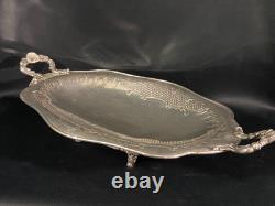 Oblong Flat Footed Centerpiece Bowl In Silver Plated Metal Regency