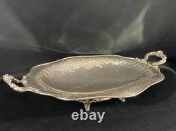 Oblong Flat Footed Centerpiece Bowl In Silver Plated Metal Regency