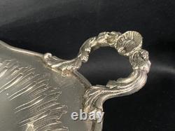 Oblong Flat Footed Centerpiece Bowl In Silver Plated Metal Regency