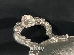 Oblong Flat Footed Centerpiece Bowl In Silver Plated Metal Regency