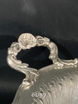Oblong Flat Footed Centerpiece Bowl In Silver Plated Metal Regency