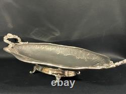 Oblong Flat Footed Centerpiece Bowl In Silver Plated Metal Regency