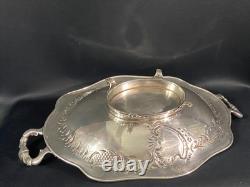 Oblong Flat Footed Centerpiece Bowl In Silver Plated Metal Regency