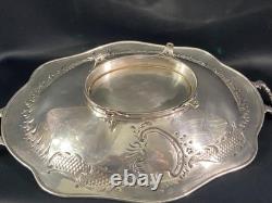 Oblong Flat Footed Centerpiece Bowl In Silver Plated Metal Regency
