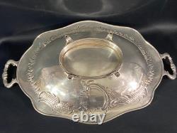 Oblong Flat Footed Centerpiece Bowl In Silver Plated Metal Regency