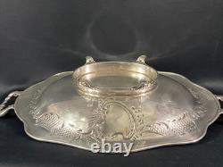 Oblong Flat Footed Centerpiece Bowl In Silver Plated Metal Regency