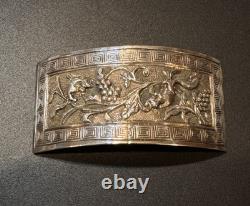 Old Chinese Silver Squirrel and Grape Small Belt Buckle Plate