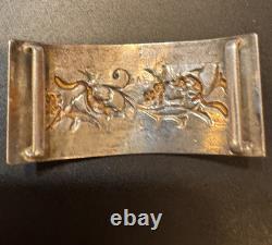 Old Chinese Silver Squirrel and Grape Small Belt Buckle Plate