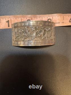 Old Chinese Silver Squirrel and Grape Small Belt Buckle Plate