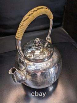 Old Japanese Old silver plating bottle Tea Utensils Kettle Teapot F/S from Japan Old Japanese Old silver plating bottle Tea Utensils Kettle Teapot F/S from Japan