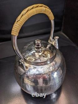 Old Japanese Old silver plating bottle Tea Utensils Kettle Teapot F/S from Japan Old Japanese Old silver plating bottle Tea Utensils Kettle Teapot F/S from Japan