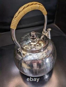 Old Japanese Old silver plating bottle Tea Utensils Kettle Teapot F/S from Japan Old Japanese Old silver plating bottle Tea Utensils Kettle Teapot F/S from Japan