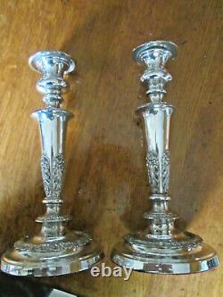 Old Original Georgian Antique High Quality Pair Silver Plate Candlesticks 1820