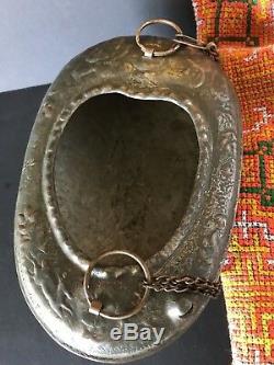 Old Persian / Middle Eastern Tribal Silver-Plated Copper Water Carrier beautifu