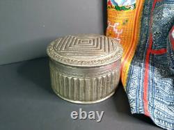 Old Tibetan Local Silver-Plated Brass Container a.. beautiful collection & disp
