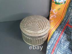 Old Tibetan Local Silver-Plated Brass Container a.. beautiful collection & disp