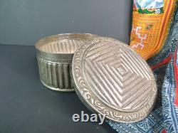 Old Tibetan Local Silver-Plated Brass Container a.. beautiful collection & disp