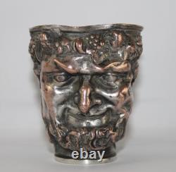 Old copper jug? With head of Satyr / God Bacchus with silver plating. C. 1900