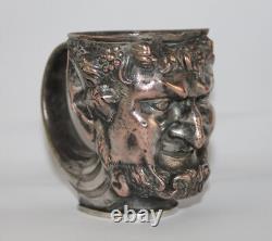 Old copper jug? With head of Satyr / God Bacchus with silver plating. C. 1900