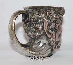 Old copper jug? With head of Satyr / God Bacchus with silver plating. C. 1900