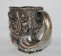 Old copper jug? With head of Satyr / God Bacchus with silver plating. C. 1900