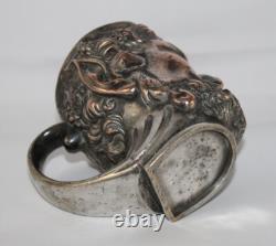 Old copper jug? With head of Satyr / God Bacchus with silver plating. C. 1900