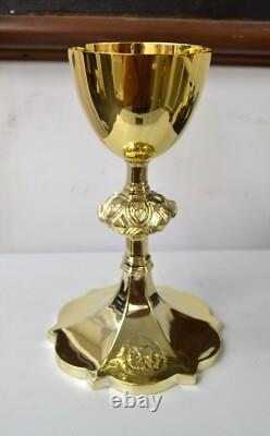 Older Gothic Chalice, Cup Sterling Silver, Original Plating (CU867)