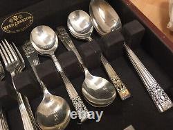 Oneida Community Plate 1936 Coronation Silver Plate Cutlery Set Wood Case Box