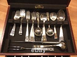Oneida Community Plate 1936 Coronation Silver Plate Cutlery Set Wooden Case Box