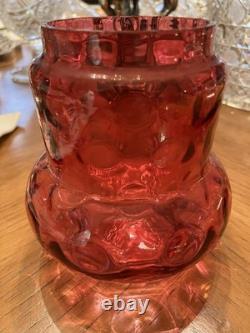 Oneida Quadruple Silver Pickle Castor & Tongs Cranberry Bull's Eye Insert