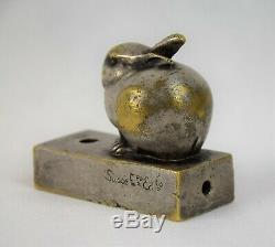 Original Antique Edouard Marcel Sandoz Rabbit Bronze Silver plated, Susse