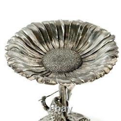 Original Antique German Silver Plated Dish Bowl Figurine Snail 19 th Flatware